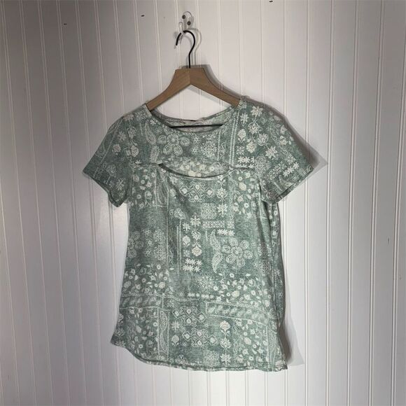 FSL+Apparel Green Bandana Print Cutout Top Women’s Small USA Made boho cottage - Picture 1 of 8